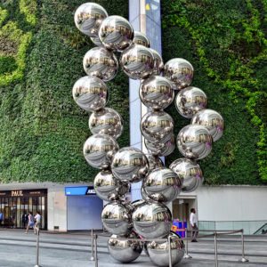 Modern garden stainless steel sculpture 29 small ball stainless steel hollow ball sculpture
