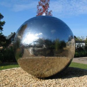 garden decor stainless steel sphere water fountain with a base