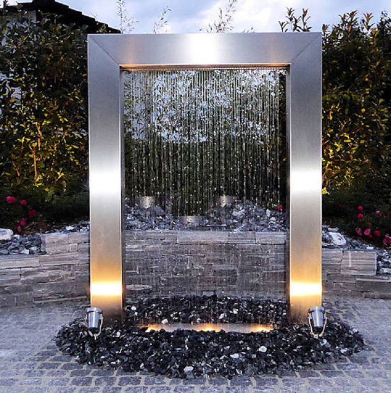 Large Outdoor Fountain Stainless Steel Rain Curtain Water Feature